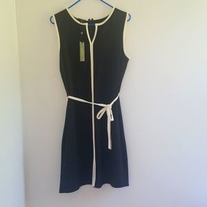 Talbots Petites NWT Sleeveless Dress Size 14P Black and White Ponte